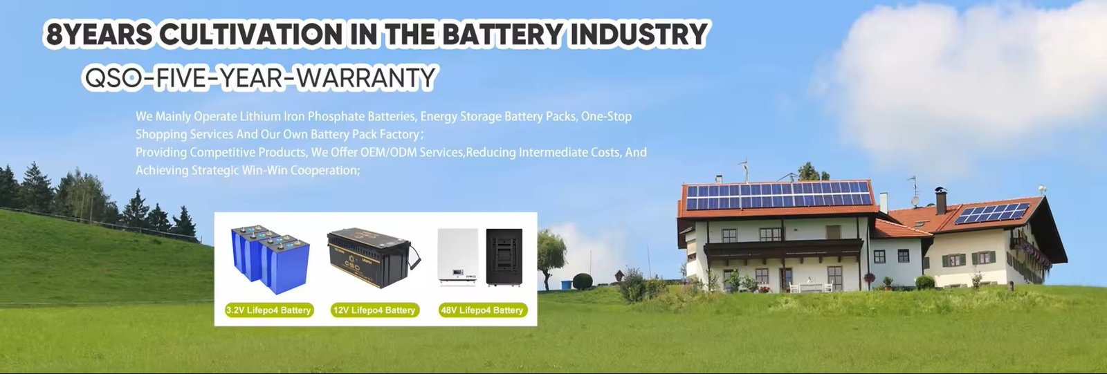 8 years in battery industry - QSO LiFePO4 manufacturer with OEM/ODM service