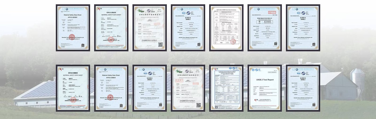 QSO certifications overview - IEC 62619, UN38.3, RoHS, EMC, CE