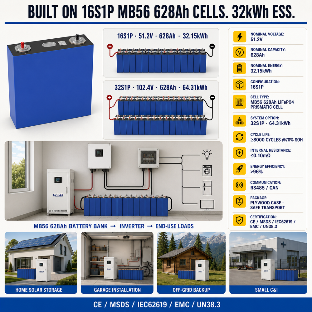 Prismatic 628Ah MB56 Lifepo4 Battery 680Ah 684Ah 640AH 668 680 628 Ah 650Ah 620AH 3.2V Shenzhen Qishou/Basen Batteria 660Ah Cell - image 2