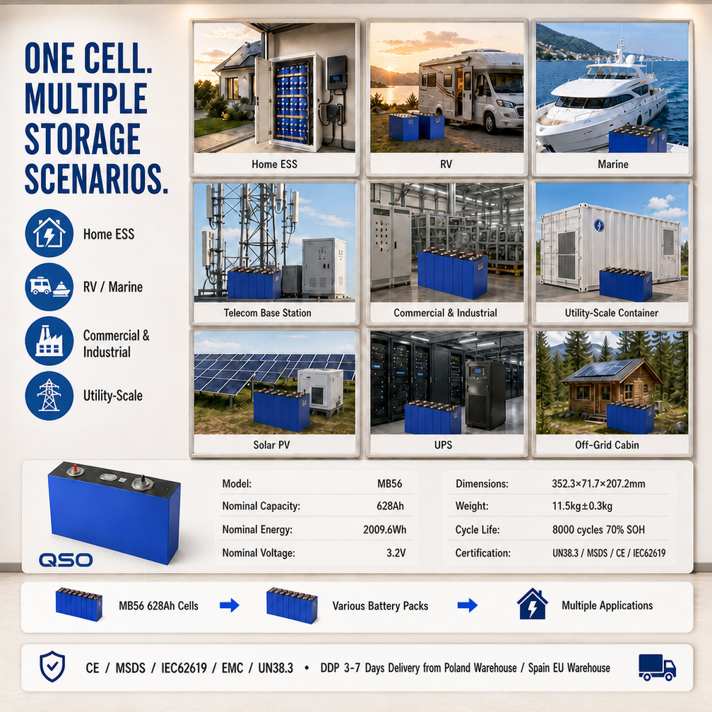 Prismatic 628Ah MB56 Lifepo4 Battery 680Ah 684Ah 640AH 668 680 628 Ah 650Ah 620AH 3.2V Shenzhen Qishou/Basen Batteria 660Ah Cell - image 6