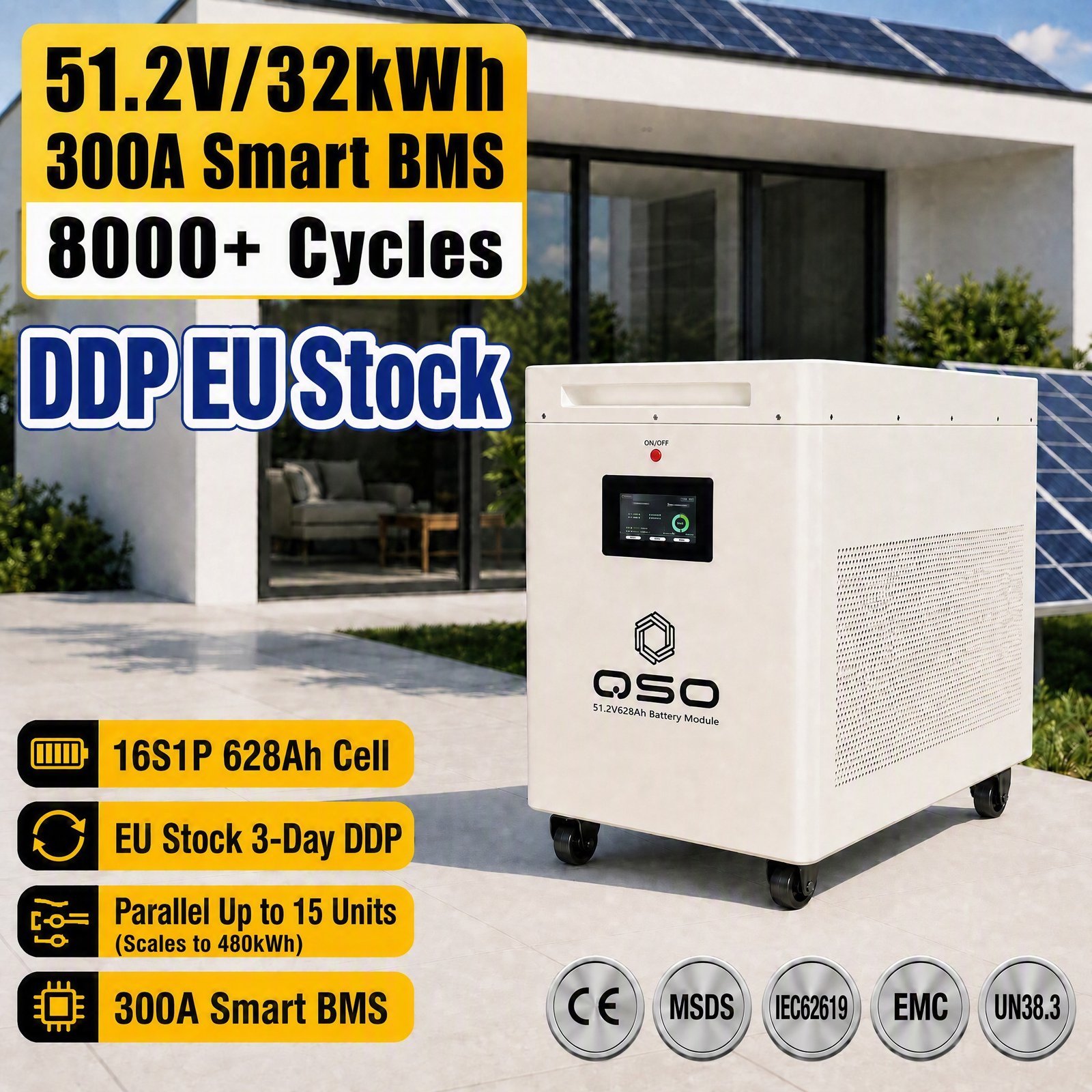 QSO Eu Stock 32Kwh Magazyn Energii 30kwh All in One Better ESS 4nrgy 32Kw 32 Kw KWH Complete 51.2V Mb56 48V Lithium Battery Pack