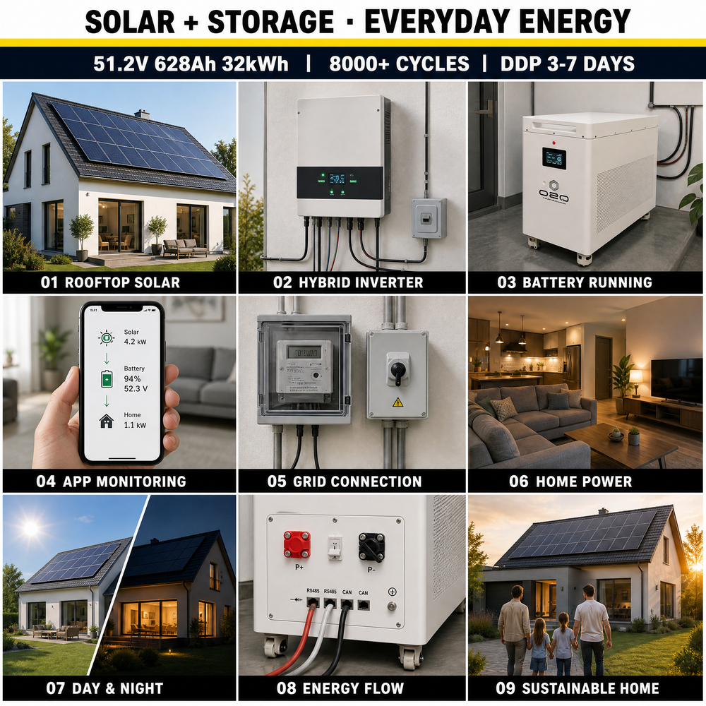 QSO AB Stok 32Kwh Magazyn Energii 30kwh Hepsi Bir Arada Daha İyi ESS 4nrgy 32Kw 32 Kw KWH Komple 51.2V Mb56 48V Lityum Pil Paketi - image 6