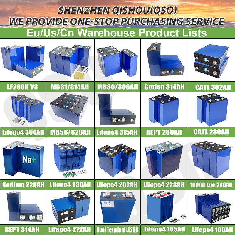 Qishou prismático LiFePO4 50Ah 100Ah 150Ah 200Ah 230Ah Lf280K V3 Eve280/Rept 3.2V 320Ah 314Ah 280Ah LiFePO4 batería de litio - image 6