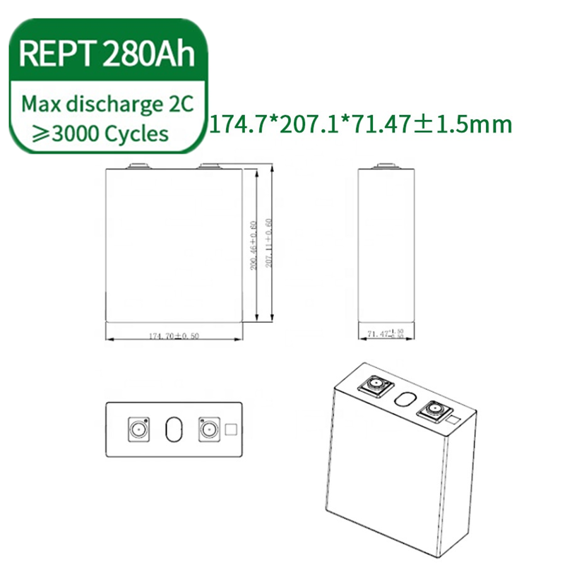 QSO LiFePO4 Lithium Ion Prismatic LiFePO4 280I 280Ah REPT 280ah 3.2V Lfp Lithium-Ionen Lifep4 Batteriezellen Lf280n Lf280ah - image 4