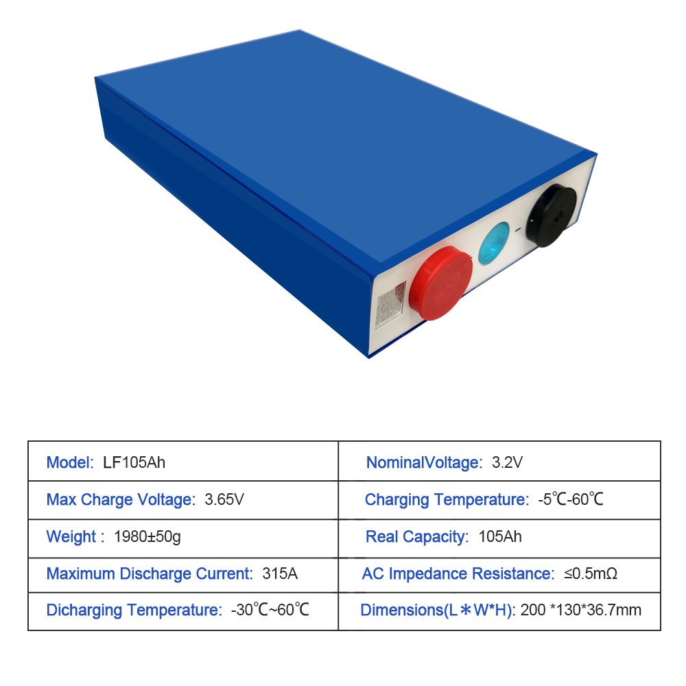 بطارية ليثيوم Qishou LiFePO4 100ah Prismat Lf105 Lfp 3.2V 100a 30AH 32AH 50Ah 80Ah 90Ah 150Ah 100Ah 105Ah LiFePO4 - image 4