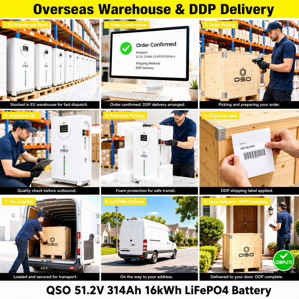 QSO 16Kwh 51.2V 300AH 314AH Sjy أوكرانيا 15 16 Kwh KWt 15Kw 20Kwh هيثيوم Solarspeicher 15kwh 48V LiFePO4 بطارية ليثيوم - image 5