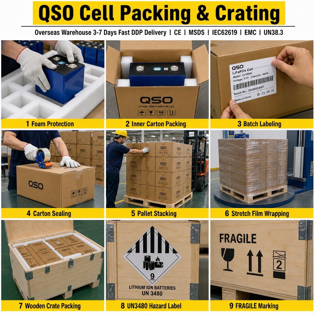 QSO DDP Eu Stock 280Ah Prismatic Lithium Ion Battery Lipo4 Solar 3.2V 100Ah 200Ah 300Ah 320Ah Lf280K V3 MB31 314Ah Lifepo4 Cell - image 4