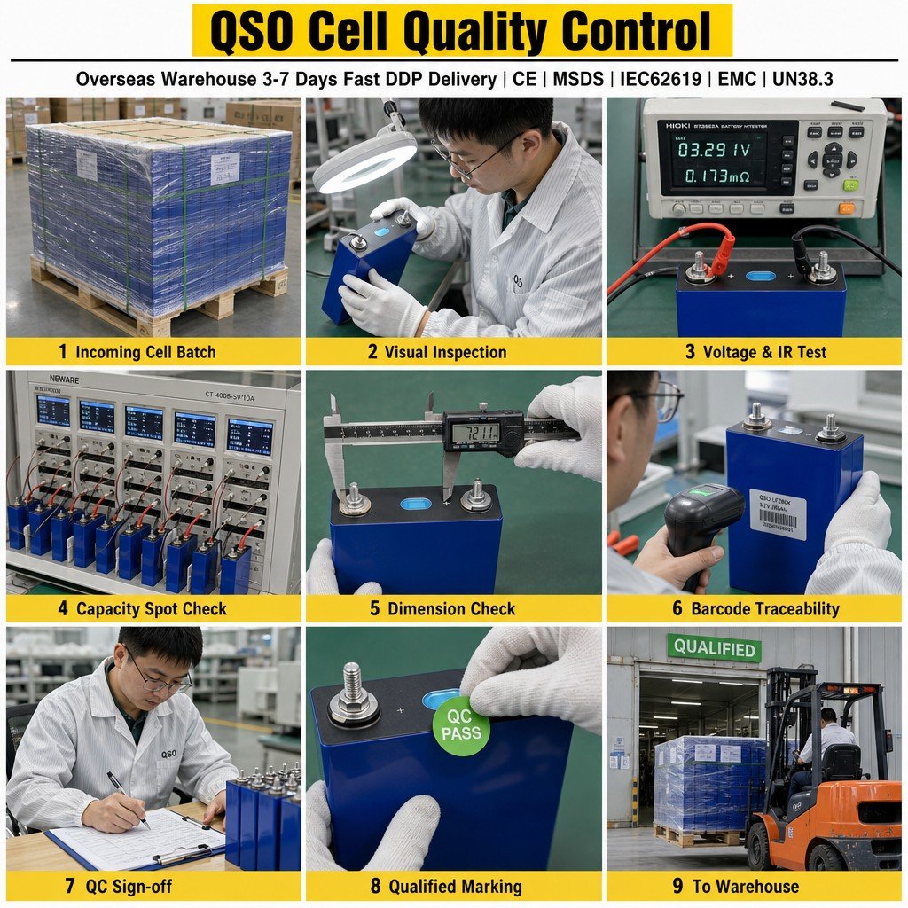 Qishou DDP Poland Eu Stock Lifepo 4 314 280 320 Ah 320Ah Lithium Lipo4 Akku 3 3.2 V Lf280K 3.2V 280Ah 314Ah Lifepo4 Battery Cell - image 3
