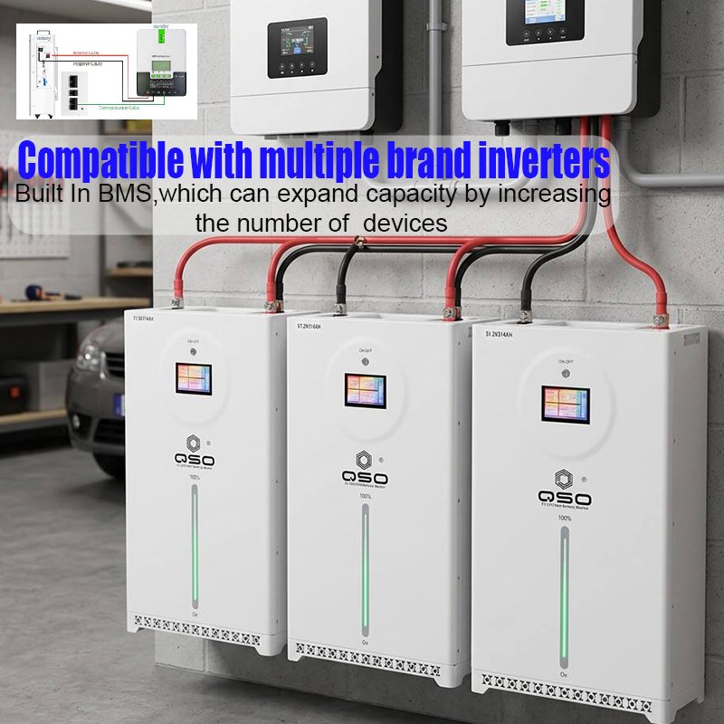 QSO 16Kwh 51.2V314Ah 51.2V 314AH تراكم تخزين الحياة الشمسية Po4 51.2V300Ah 15kwh Bateria De 48V LiFePO4 بطارية ليثيوم - image 2