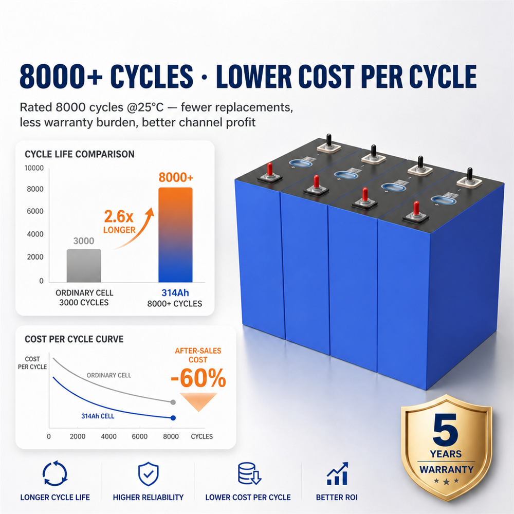 Eu Stock Warehouse Rept 314Ah Lifepo4 Battery 320Ah 324Ah 345Ah 314 324 345 Ah Bateria for ESS 16KWH 32KWH Solar Energy System - image 3