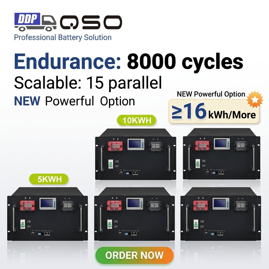 QSO Server Rack 51.2V 300Ah 314Ah 16KwH Thuisbatterij 20kwh 15Kw 10Kw Solar Speicher 16 kw 51.2 48 Volt 48V Lifepo4 Battery Pack