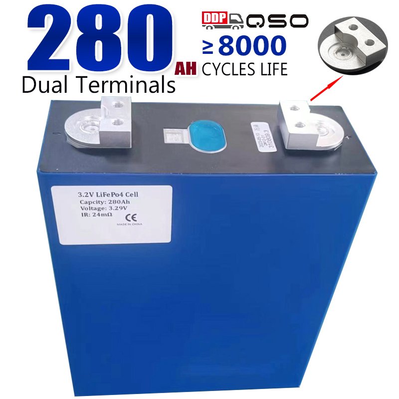 QSO Dual Terminal Double Pole 3.2V Ligepo4 280Ah 314ah LiFePO4 Battery Cell LFP LF280k Prismat Lithium Battery for Solar/EV/ESS