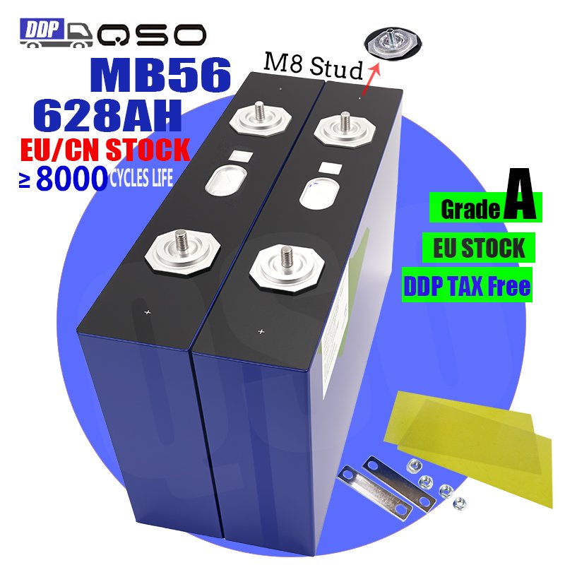 QSO Prismatic M8 MB56 628Ah 3.2V LiFePO4 Battery Cell | 8000 Cycle LFP LF628 LF560K/660AH Cell for EV/Home Energy Storage System