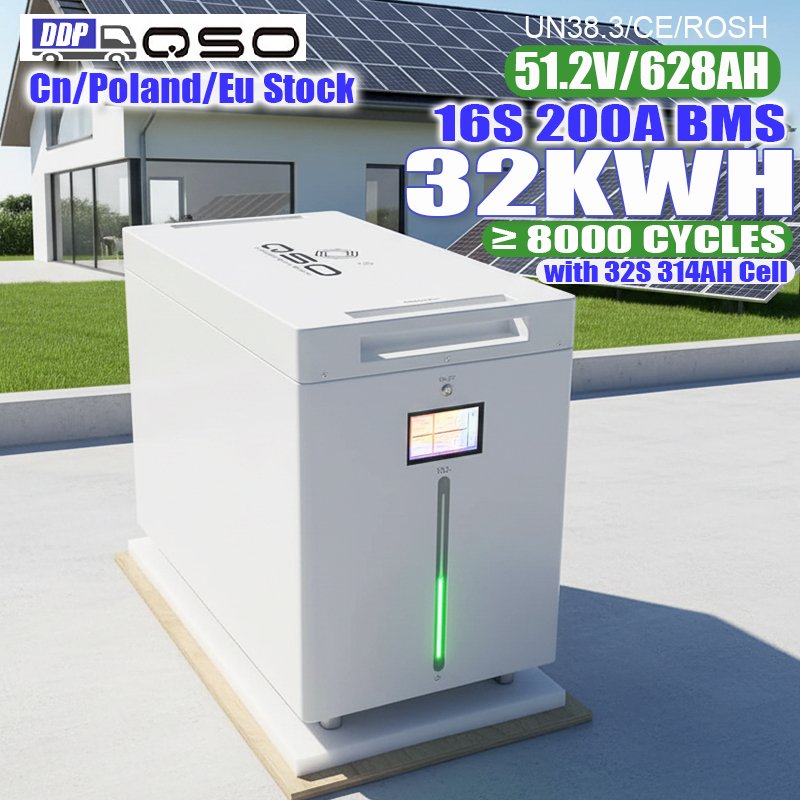 QSO 4nrgy 32kwh 51.2V 314Ah 628Ah 64kwh Pl All in One Betteress Poland Hektary Offgrid 32kwh 48V LiFePO4 Lithium-Akku