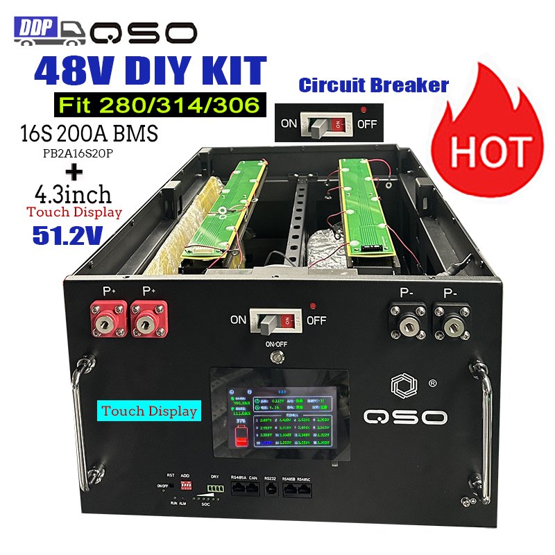 Andreas QSO 48V 16S Diy Box Kit Case Batterybox 15kwh 280Ah 300Ah 340Ah 314Ah 51.2V Lifepo4 Lithium Ion Battery Battery Box Rack