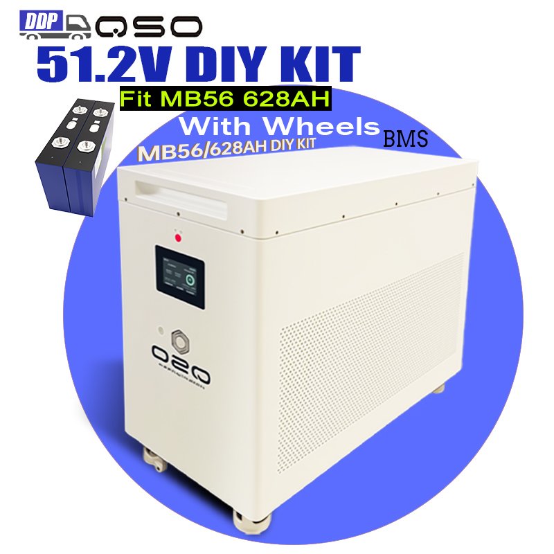 QSO 16S MB56 Diy Box With Wheels/300A Jk BMS Doe-het-zelfkit Zelf Batterijdoos 32Kwh ESS Jkess 628Ah Lifepo4 Battery Case Racks