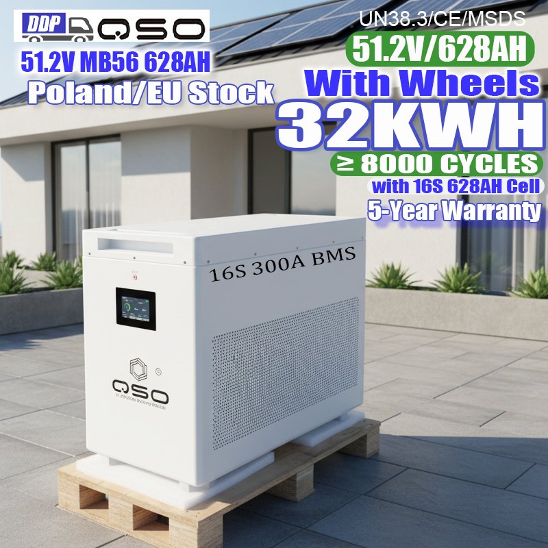 QSO Poland DDP Eu Stock 32Kw 4nrgy 32Kwh 51.2V MB56 628AH Hektary Offgrid 32 KWH 30 64Kwh 30Kwh Lithium 48V Lifepo4 Battery Pack