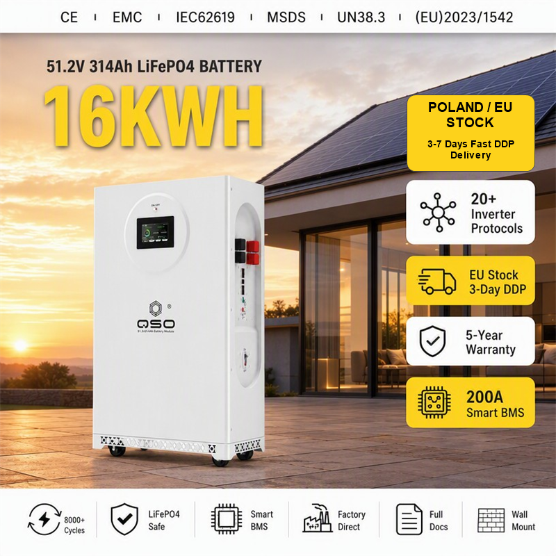 Eu Stock 16Kwh 51.2V 314AH 300Ah 16Kw Lipo Baterie Solaire En Batteria Al Litio Da 16 15 kwh Home Solar 48V Lithium Battery Pack