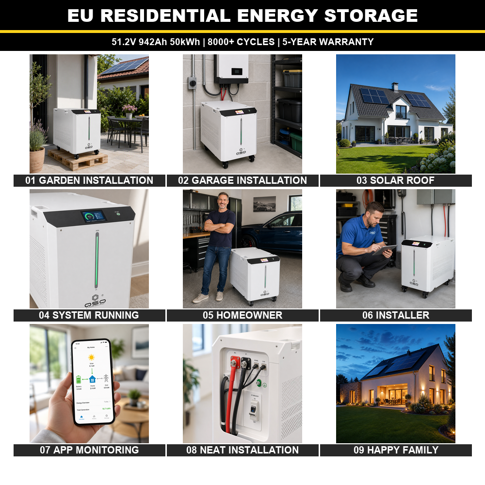 QSO 51.2V 1000Ah 50KWH 50Kw 100Kwh 45KWH 100Kw Batteriespeicher Bateria De 100 50 kwh Kw Solar 48V LiFePO4 Lityum Pil Paketi - image 6