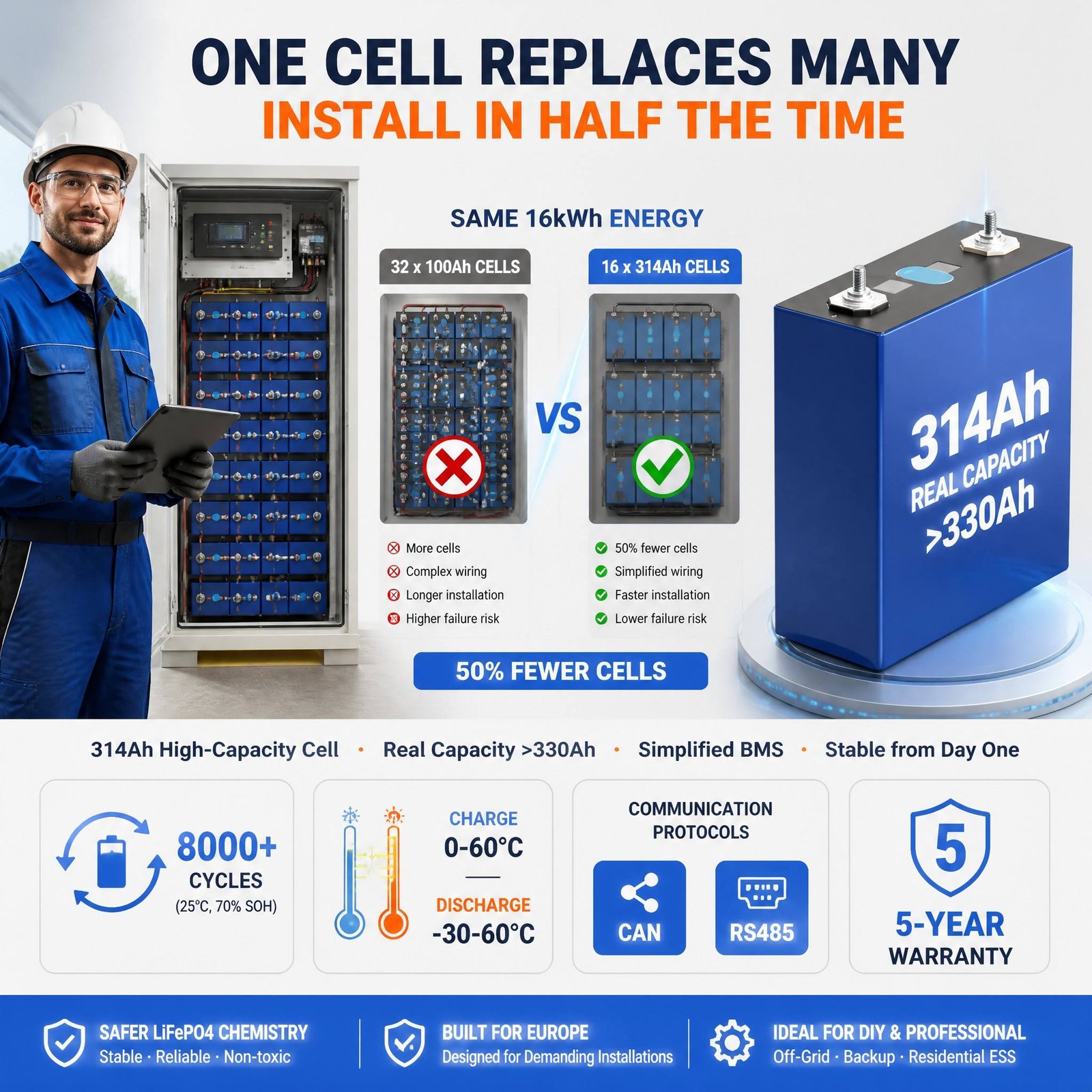Eu Stock DDP Shipping Mb31 314AH Lifepo4 Battery 3 Grade a Evemb31 LF314 3.2V 314 Ah Celda Powland Lithium Batrey Lifepo4 Cell - image 5