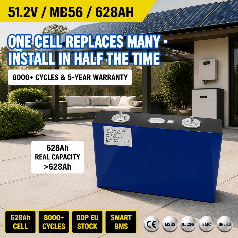 Eu Stock Single 2kWh 3.2V MB56 LiFePO4 628Ah Lithium Battery 660AH Cell for DIY 32kWh 64KWH ESS Solar Home Energy Storage System - image 4