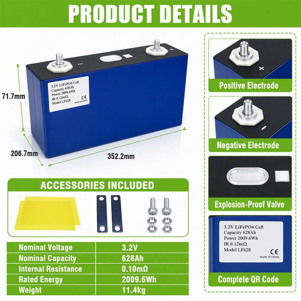 Polonya DDP MB56 LiFePO4 MB65 Mb56-628ah Bateria De 628amp LiFePO4 3 684AH Esnek Bara 3.2V 660AH 628Ah Lityum Pil Hücresi - image 3