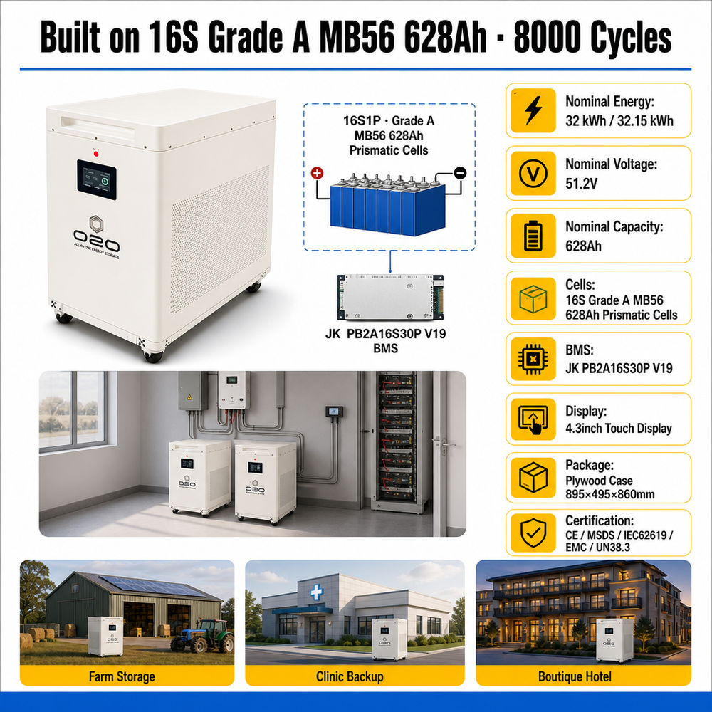 2027 Eu Stock DDP 32Kwh 628AH 32Kw Bateras Para Kit 36Kw Solar Bateria De 36 kw 30 32 KWH Batteria al litio 51.2V 48V LiFePO4 - image 2