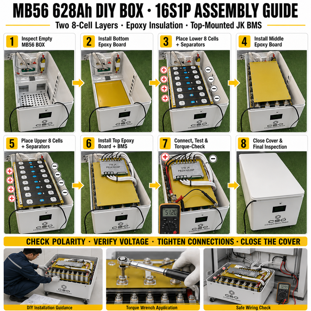 QSO Yeni 2027 AB Stok 32Kwh 51.2V Mb56 Pil Kutusu Caja Batteriebox 16S V19 Jk-pb2a16s30p 668Ah 628Ah 48V LiFePO4 Diy Kiti Kılıfı - image 3